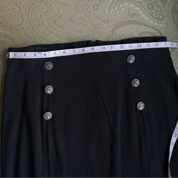 NWT Anthropologie Maeve Navy Dual Split Button MIDI Skirt Size 16 - Picture 8 of 14